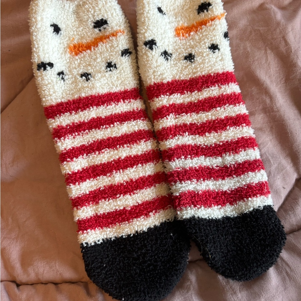 Festive Snowman Striped Socks